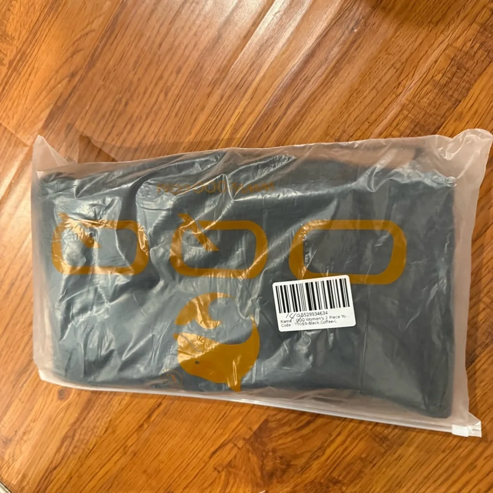 OQQ High-Waisted Black and Coffee Brown Yoga Flare Pants NWT 2-Pack size: Large - Picture 5 of 6